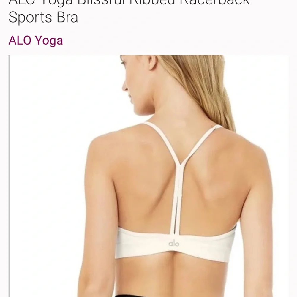 ALO Yoga Cream Blissful Ribbed Racerback Sports Bra